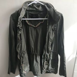 Iris Green Utility Jacket with Retractable Hoodie